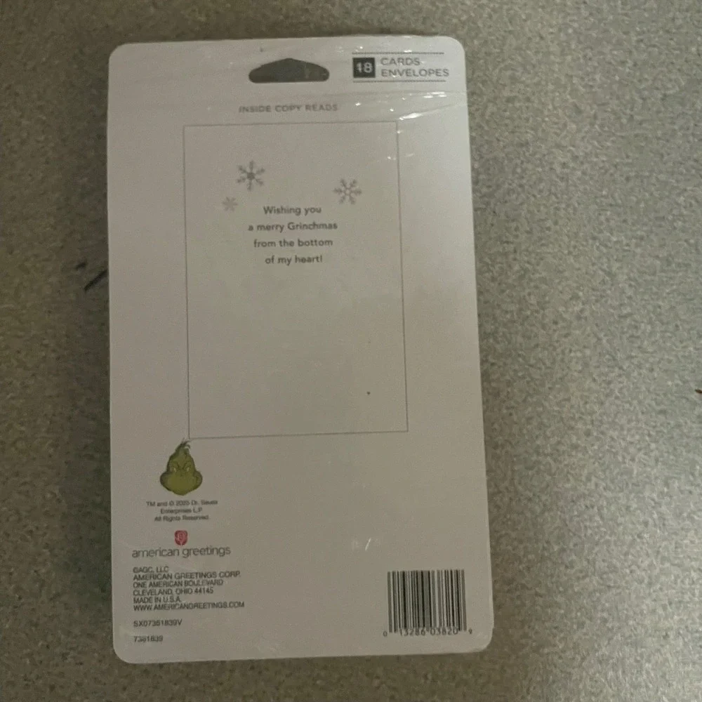 Dr Seuss Grinch Christmas Cards 18 Pack‎ Merry Grinchmas Inside Copy Ho Ho Ho